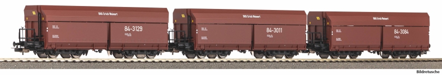 PIKO 28329 - H0 - 3-tlg. Set Selbstentladewagen BKK, DR, Ep. IV